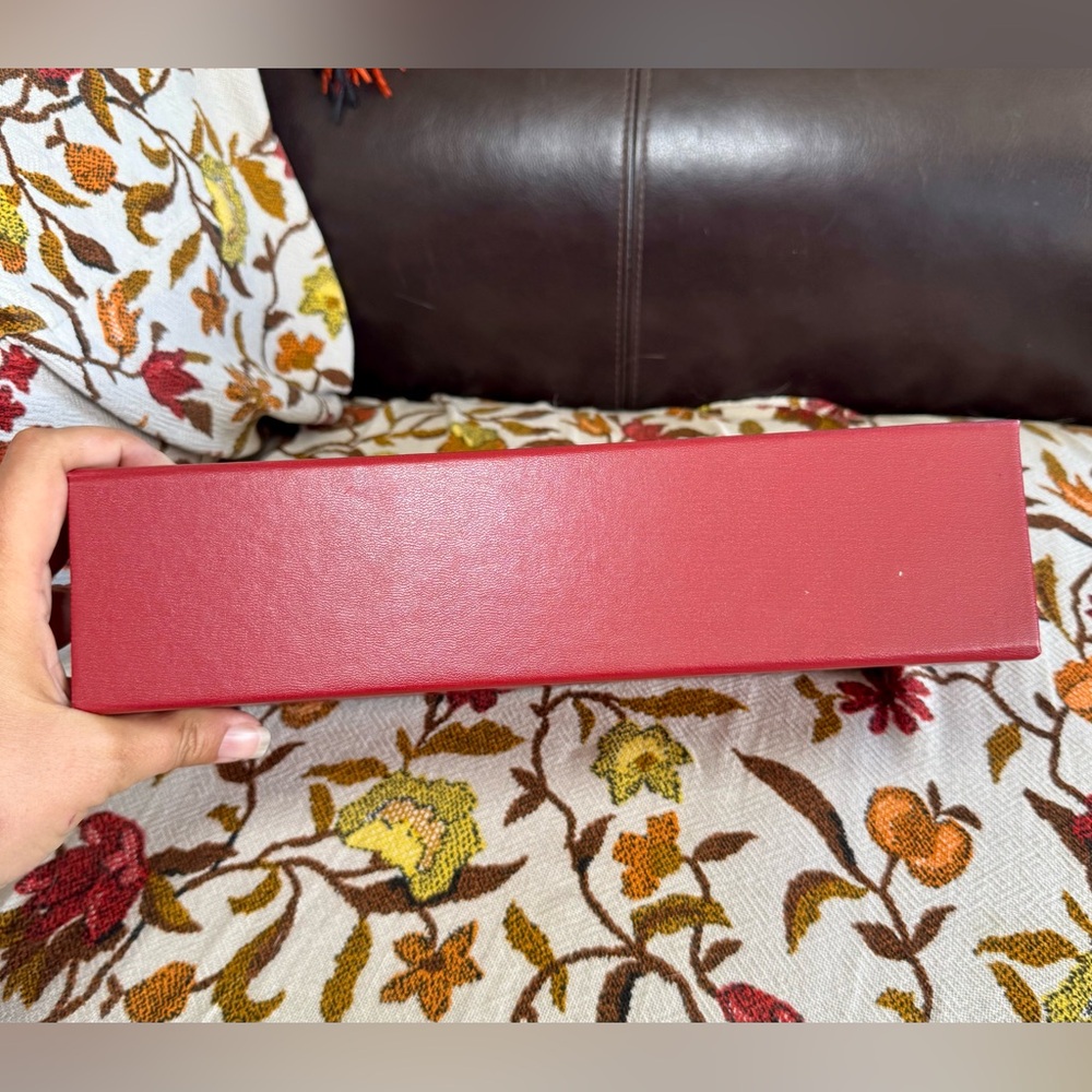 Antique Luxurious Red Velvet Storage Box with Hinged Lid - Picture 10 of 14